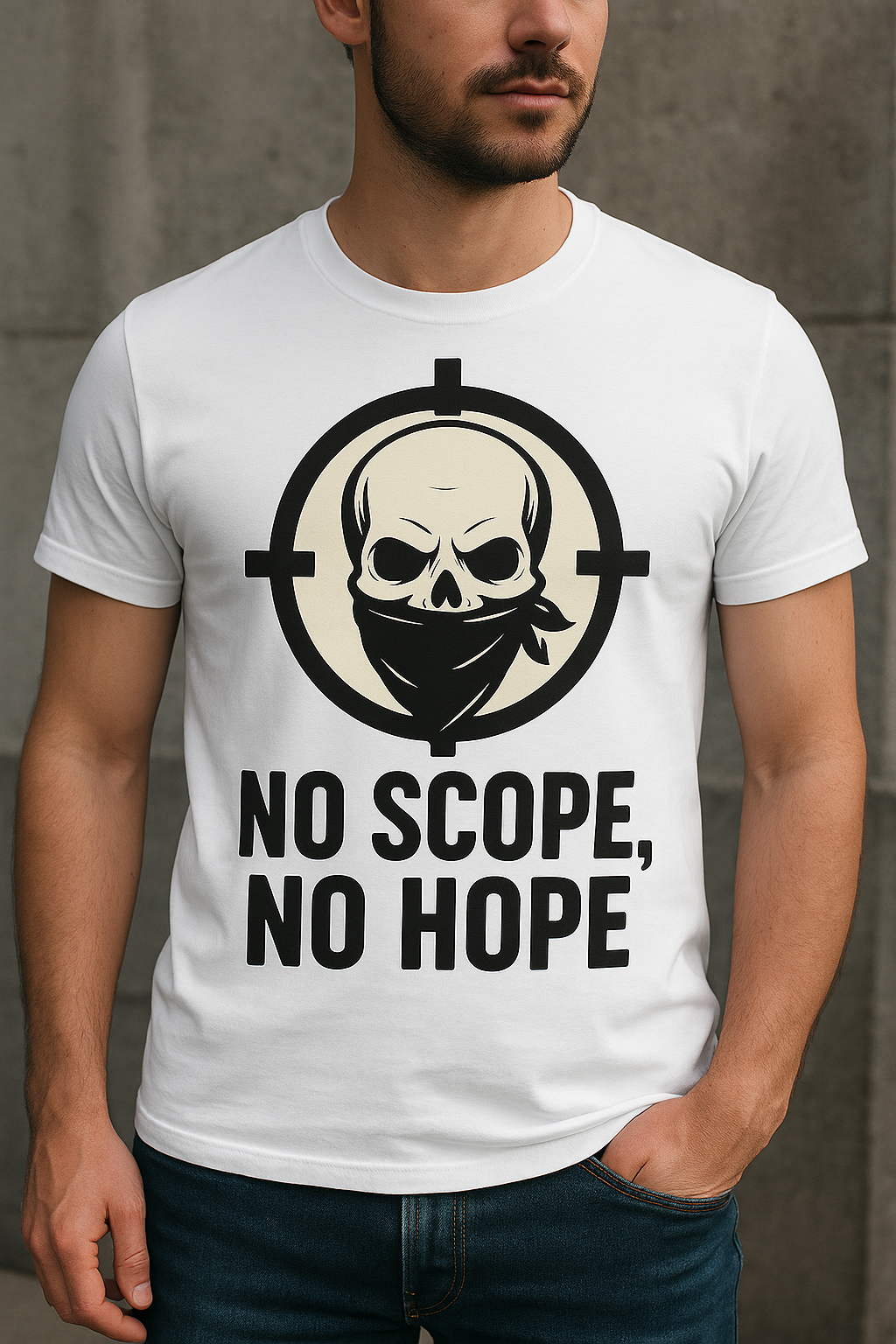 White T-Shirts with "NO SCOPE. NO HOPE." Design