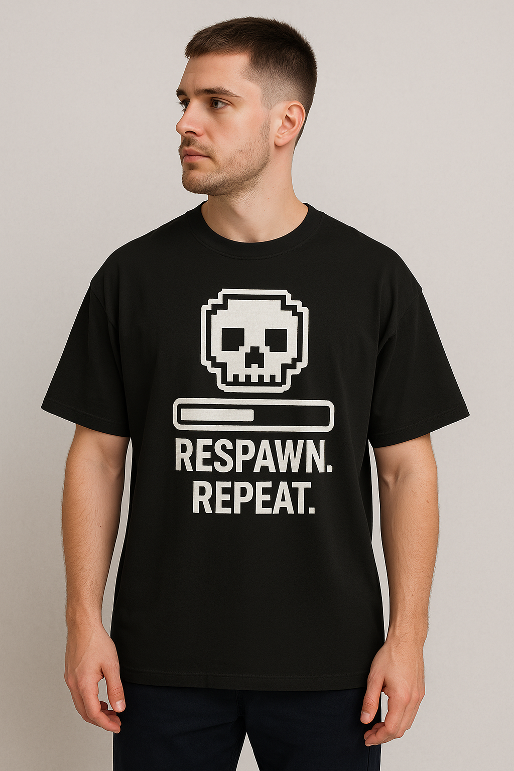 Black T-Shirts with "RESPAWN. REPEAT." Design