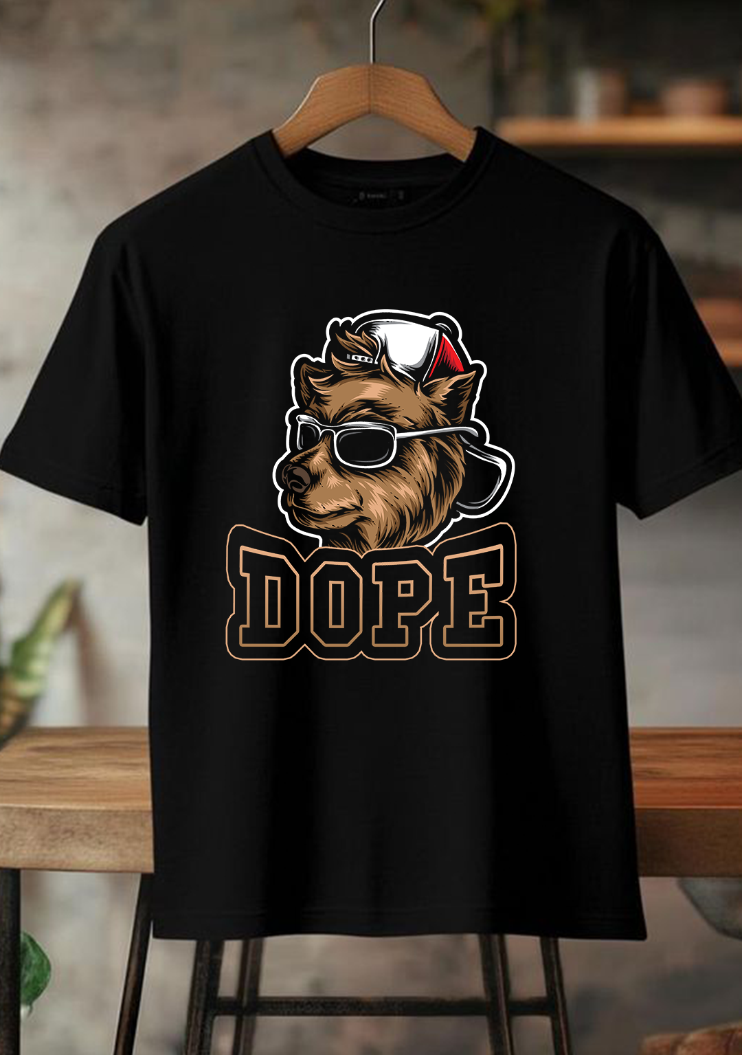 “DOPE” Dog Graphic Oversized T-Shirt