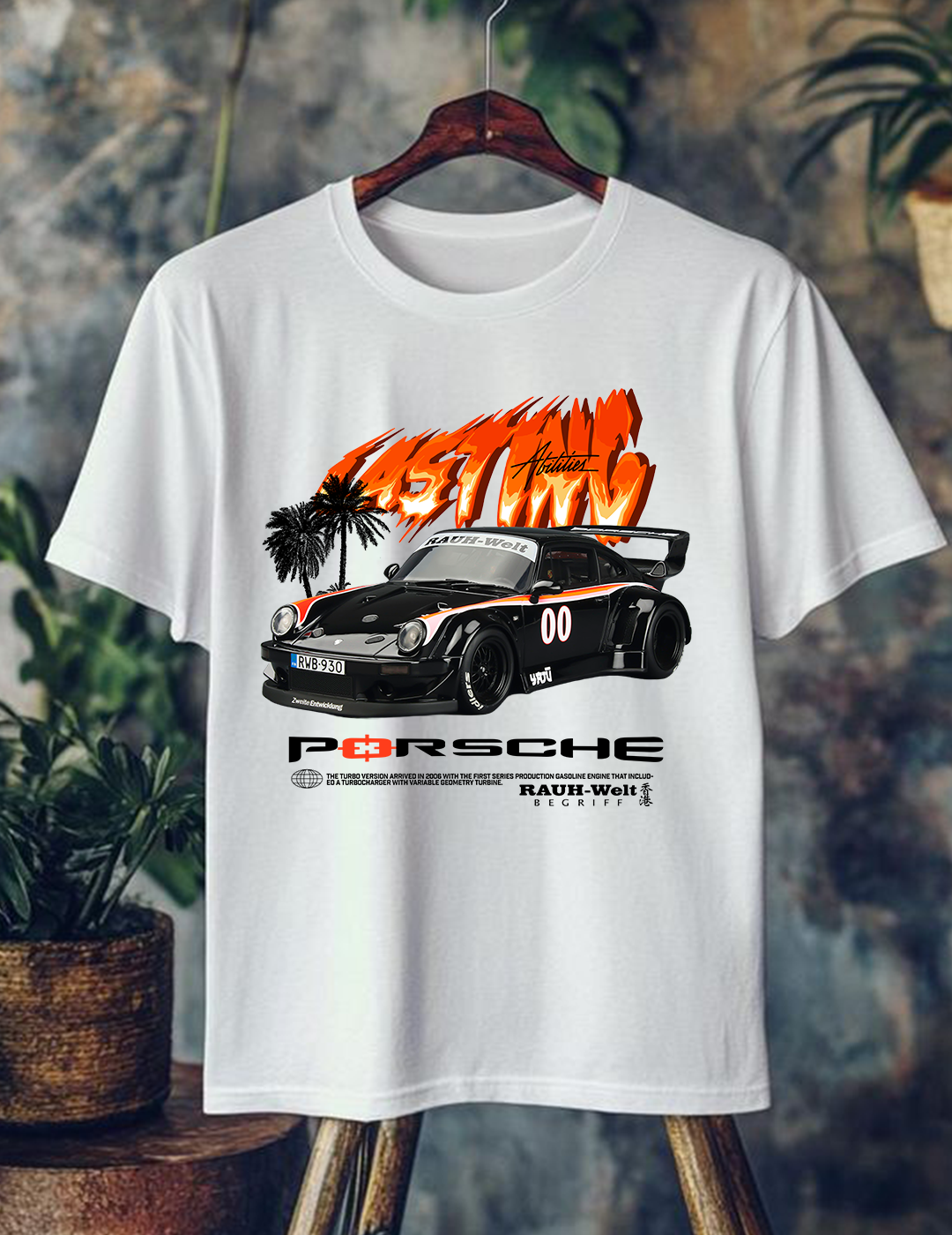 "911W RWB Porsche" Oversized Graphic T-Shirt