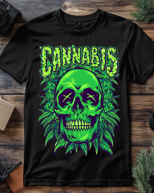 "Cannabis Skull Trip" Oversized Neon Graphic Tee