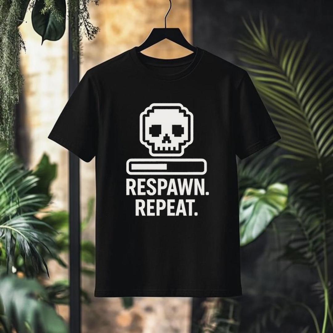 Black T-Shirts with "RESPAWN. REPEAT." Design