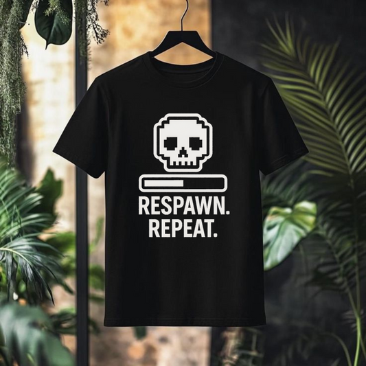Black T-Shirts with "RESPAWN. REPEAT." Design